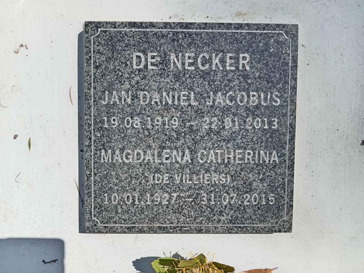 NECKER Jan Daniel Jacobus, de 1919-2013 &amp; Magdalena Catherina DE VILLIERS 1927-2015