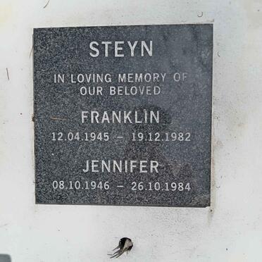 STEYN Franklin 1945-1982 &amp; Jennifer 1946-1984