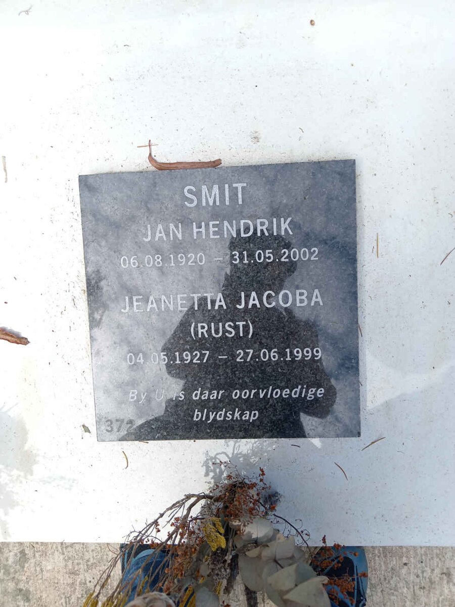 SMIT Jan Hendrik 1920-2002 &amp; Jeanetta Jacoba RUST 1927-1999