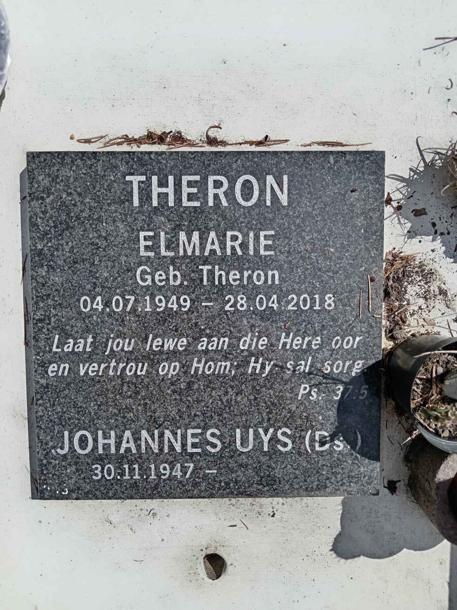 THERON Johannes Uys 1947- &amp; Elmarie nee THERON 1949-2018