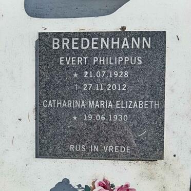 BREDENHANN Evert Philippus 1928-2012 &amp; Catharina Maria Elizabeth 1930-