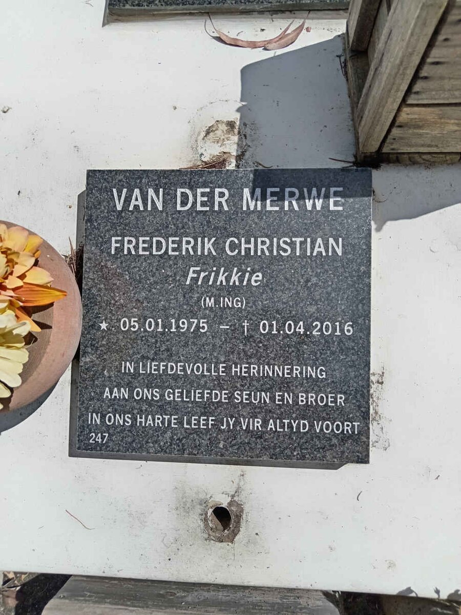MERWE Frederik Christian, van der 1975-2016