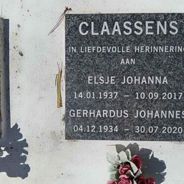 CLAASSENS Gerhardus Johannes 1934-2020 &amp; Elsje Johanna 1937-2017
