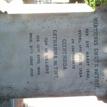 TOIT Marthinus Smuts, du 1842-1924 &amp; Geertruida Catharina DE VILLIERS 1848-1930