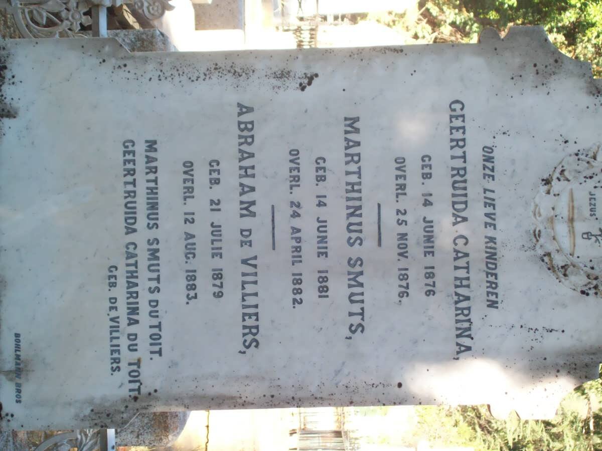 TOIT Gertruida Catharina, du 1876-1876 :: DU TOIT Marthinus Smuts 1881-1882 