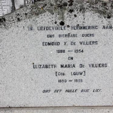 VILLIERS Edmond X., de 1888-1954 &amp; Elizabeth Maria LOUW 1890-1959