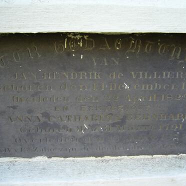 VILLIERS Jan Hendrik, de 1791-1829 &amp; Anna Catharina BERNHARDI  1791-1872
