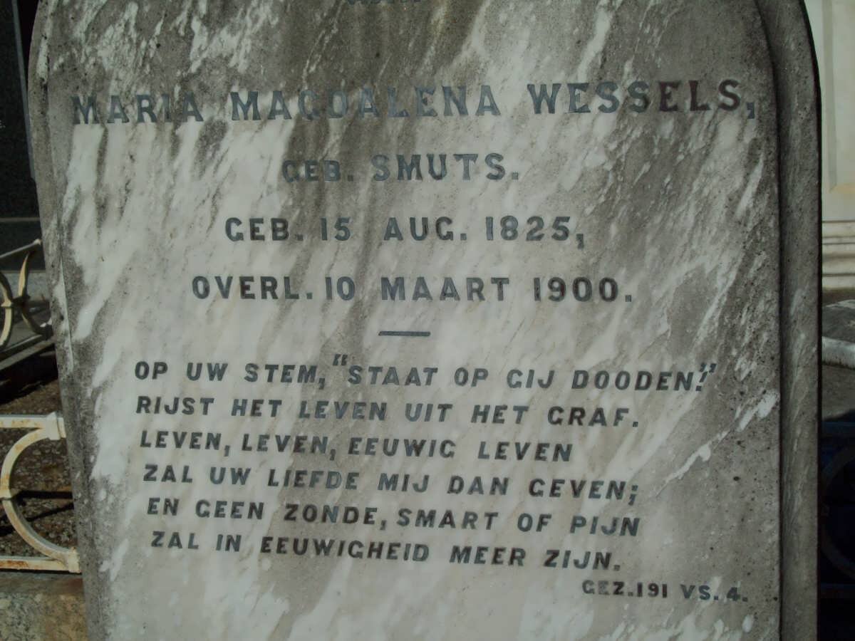 WESSELS Maria Magdalena nee SMUTS 1825-1900