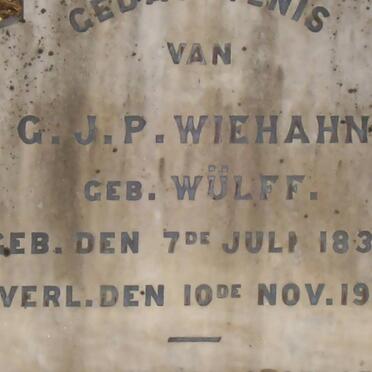 WIEHAHN G.J.P. nee WULFF 1832-1901