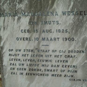 WESSELS Maria Magdalena nee SMUTS 1825-1900