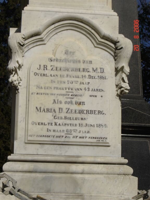 ZEEDERBERG J.R. -1881 &amp; Maria D. BOLLEURS -1889