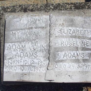 ADAMS Adam John 1901-1979 &amp; Elizabeth Roseline -1972 
