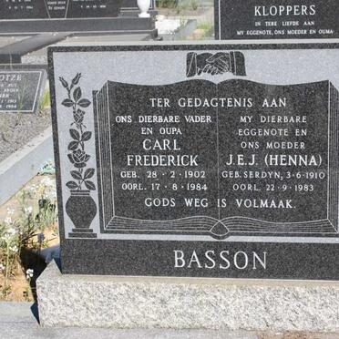 BASSON Carl Frederick 1902-1984 &amp; J.E.J. SERDYN 1910-1983