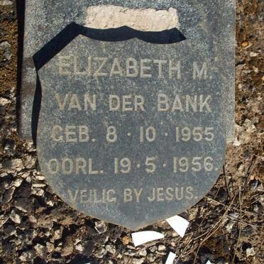 BANK Elizabeth M., van der 1955-1956