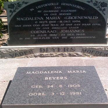 BEYERS Coenraad Johannes 1867-1955 &amp; Maria Magdalena GROENEWALD 1866-1954 :: BEYERS Magdalena Maria 1905-1981