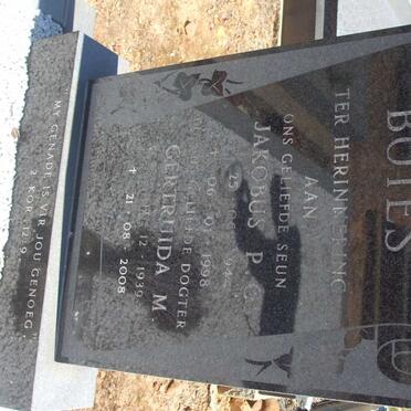 BOTES Jakobus P. G. 1944-1998 :: BOTES Gertruida M. 1939-2008 