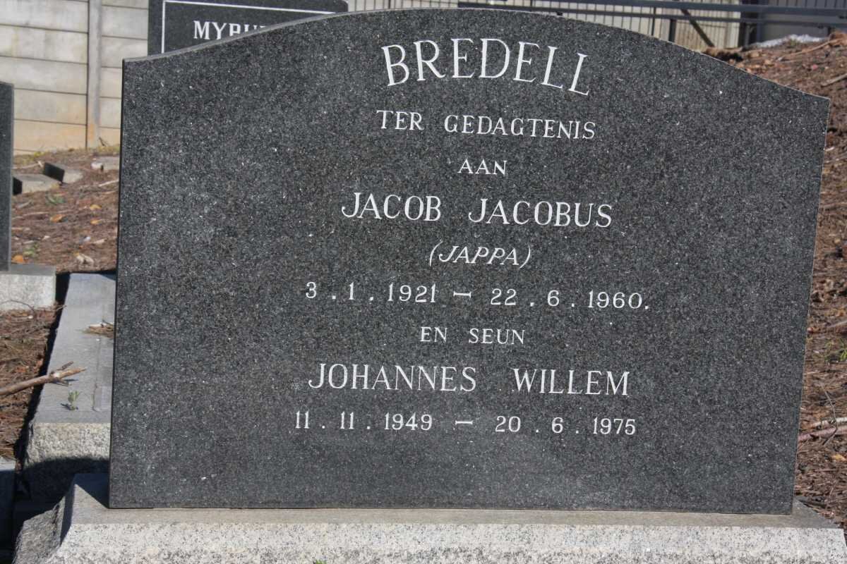 BREDELL Jacob Jacobus 1921-1960 :: BREDELL Johannes Willem 1949-1975