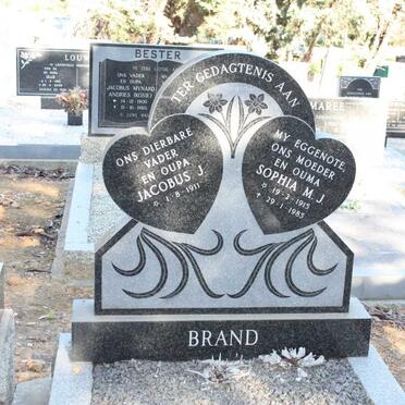 BRAND Jacobus J. 1911- &amp; Sophia M.J. 1915-1985