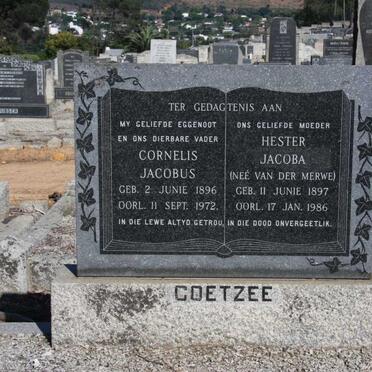COETZEE Cornelis Jacobus 1896-1972 &amp; Hester Jacoba VAN DER MERWE 1897-1986