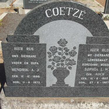 COETZE Hendrik A.J. 1898-1973 &amp; Sophia L.W. KOCH 1903-1967