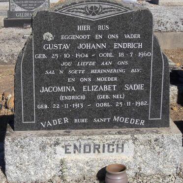 ENDRICH Gustav Johann 1904-1960 &amp; Jacomina Elizabet SADIE nee NEL 1913-1982