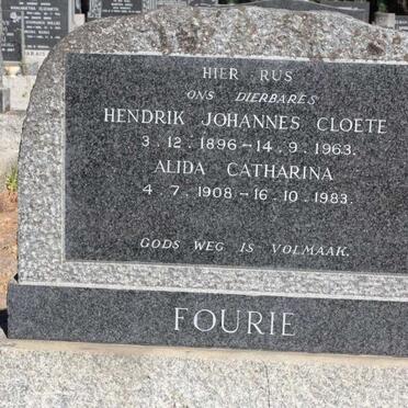 FOURIE Hendrik Johannes Cloete 1896-1963 &amp; Alida Catharina 1908-1983