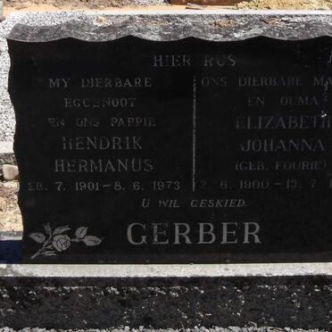 GERBER Hendrik Hermanus 1901-1973 &amp; Elizabeth Johanna FOURIE 1900-1980