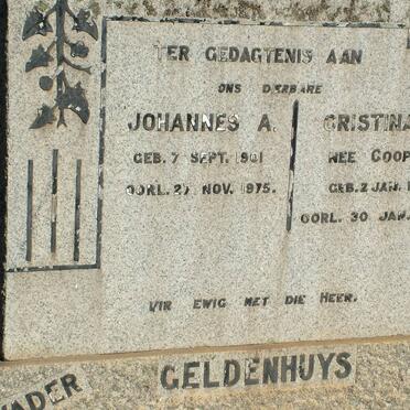 GELDENHUYS Johannes A. 1901-1975 &amp; Christina J. COOPER 1908-1953
