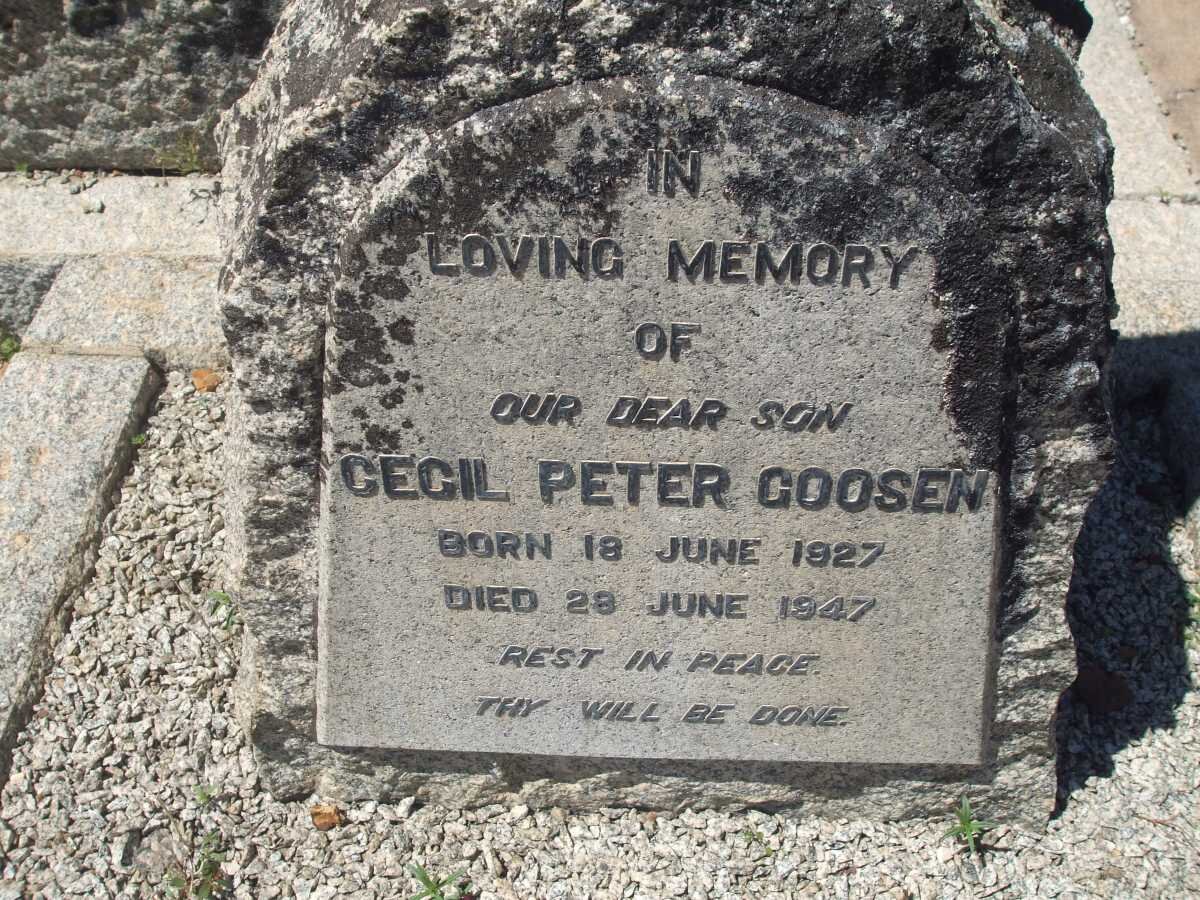 GOOSEN Cecil Peter 1927-1947