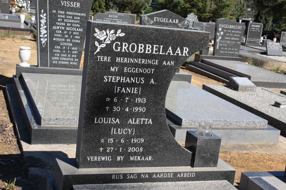 GROBBELAAR Stephanus A. 1913-1990 &amp; Louisa Aletta 1909-2008