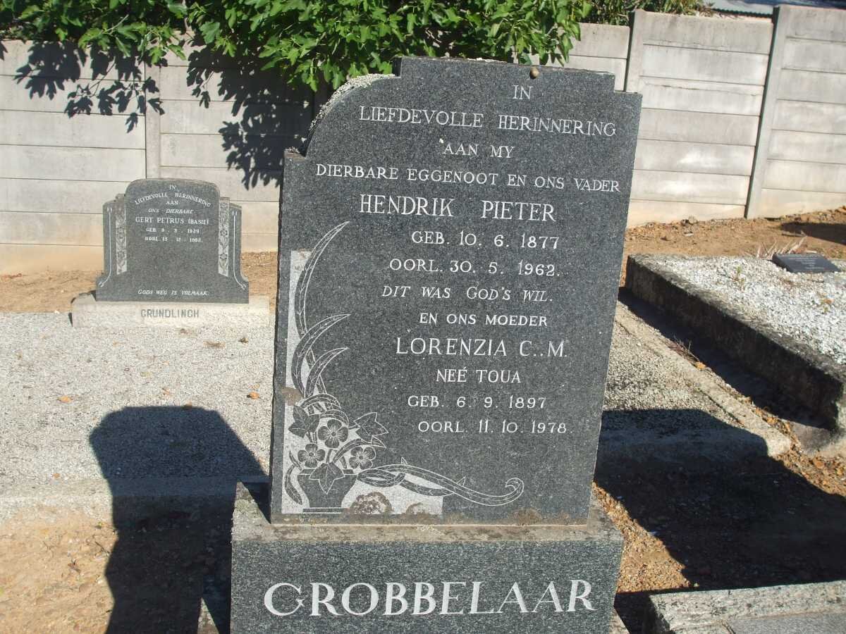 GROBBELAAR Hendrik Pieter 1877-1962 &amp; Lorenzia C.M. TOUA 1897-1978