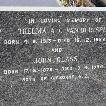 GLASS John 1879-1954 &amp; Thelma A.C. VAN DER SPUY 1913-1968