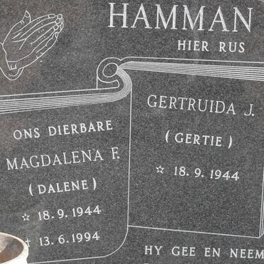 HAMMAN Magdalena F. 1944-1994 :: HAMMAN Gertruida J. 1944-