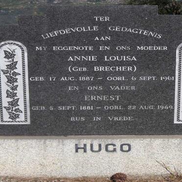 HUGO Ernest 1881-1969 &amp; Annie Louisa BRECHER 1887-1961