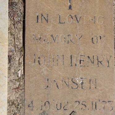 JANSEN John Henry 1902-1973