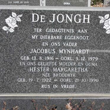 JONGH Jacobus Mynhardt, de 1916-1979 &amp; Hester Margaretha BROODRYK 1922-1990
