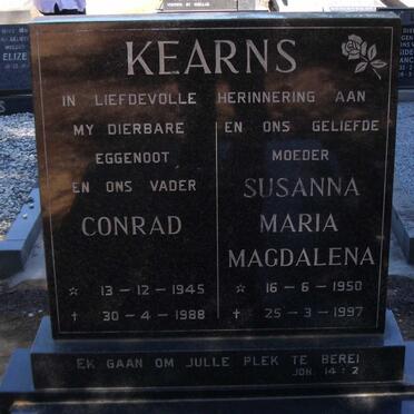 KEARNS Conrad 1945-1988 &amp; Susanna Maria Magdalena 1950-1997