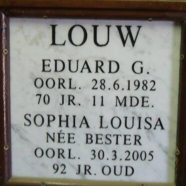 LOUW Eduard G. -1982 & Sophia Louisa nee BESTER -2005