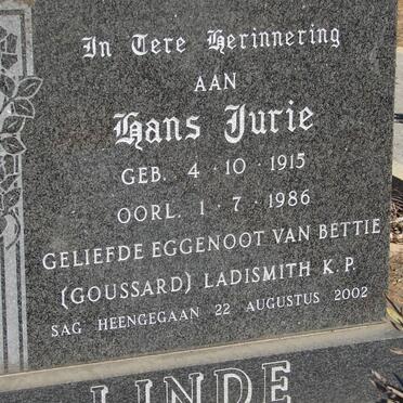 LINDE Hans Jurie 1915-1986 & Bettie GOUSSARD -2002