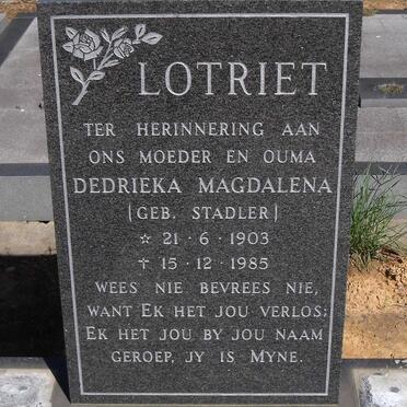 LOTRIET Dedrieka Magdalena nee STADLER 1903-1985