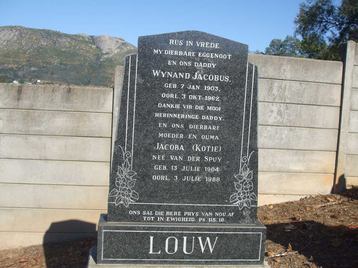 LOUW Wynand Jacobus 1903-1962 & Jacoba VAN DER SPUY 1904-1988