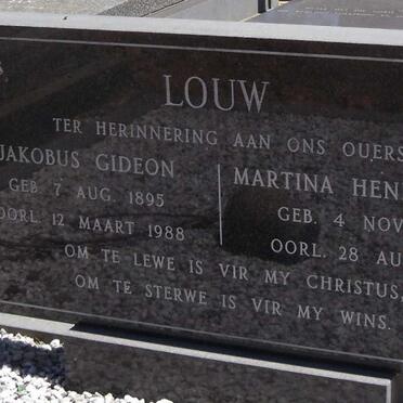 LOUW Jacobus Gideon 1895-1988 & Martina Hendrina M. 1902-1993