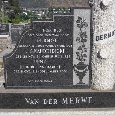 MERWE J.S. Naude, van der 1911-1989 & Irene ROSENSTRAUCH 1912-2006 :: VAN DER MERWE Dermot 1938-1958