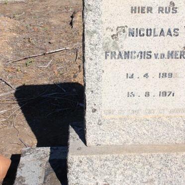 MERWE Nicolaas Francois, V.D. 1898-1971