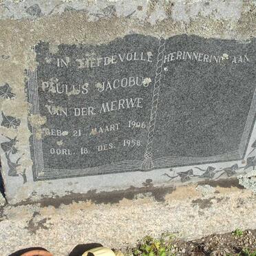 MERWE Paulus Jacobus, van der 1906-1958