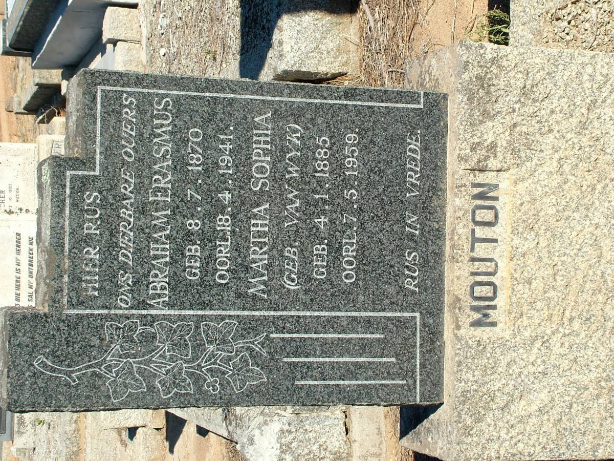 MOUTON Abraham Erasmus 1870-1941 & Martha Sophia VAN WYK 1885-1959