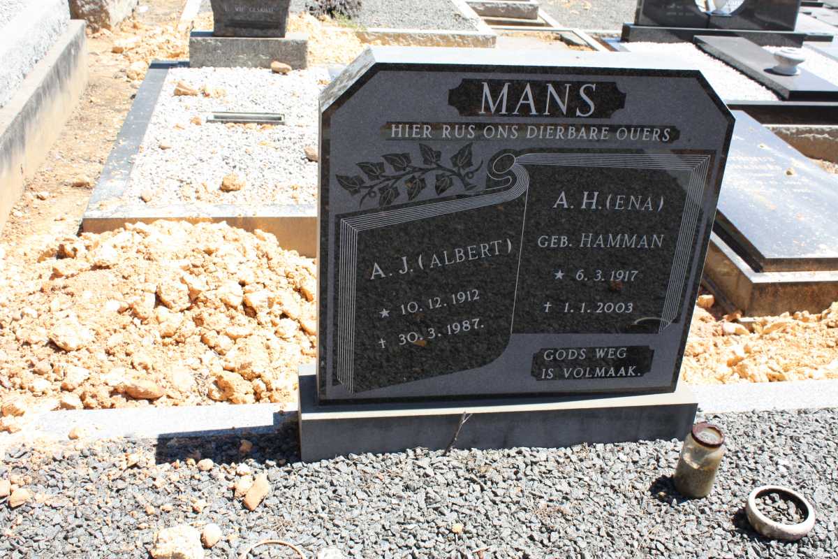 MANS A.J. 1912-1987 & A.H. HAMMAN 1917-2003