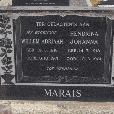 MARAIS Willem Adriaan 1918-1971 & Hendrina Johanna 1918-1981