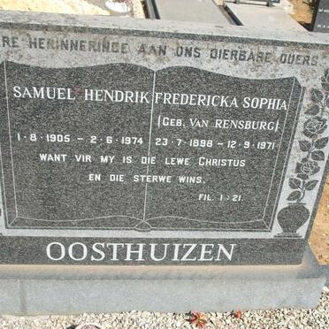 OOSTHUIZEN Samuel Hendrik 1905-1974 &amp; Fredericka Sophia VAN RENSBURG 1898-1971