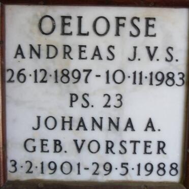 OELOFSE Andreas J.V.S. 1897-1983 &amp; Johanna A. VORSTER 1901-1988